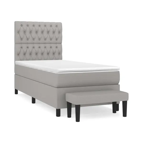 VidaXL Boxspringbett Mit Matratze Hellgrau 100x200 Cm Stoff thumbnail