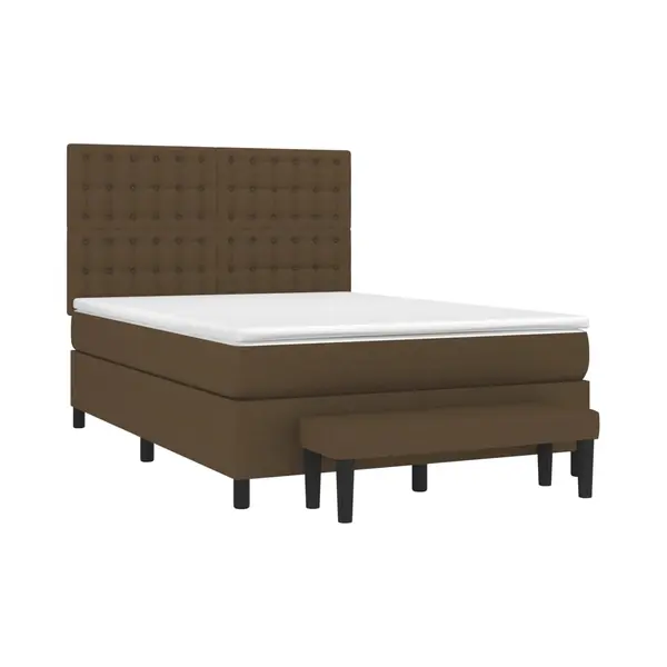 Boxspringbett Mit Matratze Dunkelbraun 140x200 Cm Stoff Vidaxl thumbnail