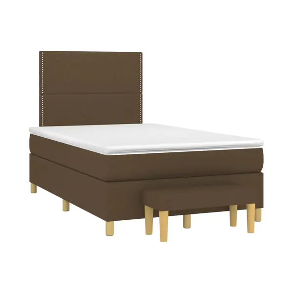 VidaXL Boxspringbett Mit Matratze Dunkelbraun 120x200 Cm Stoff thumbnail