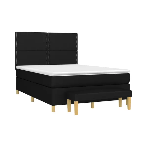 VidaXL Boxspringbett Mit Matratze Schwarz 140x190 Cm Stoff thumbnail