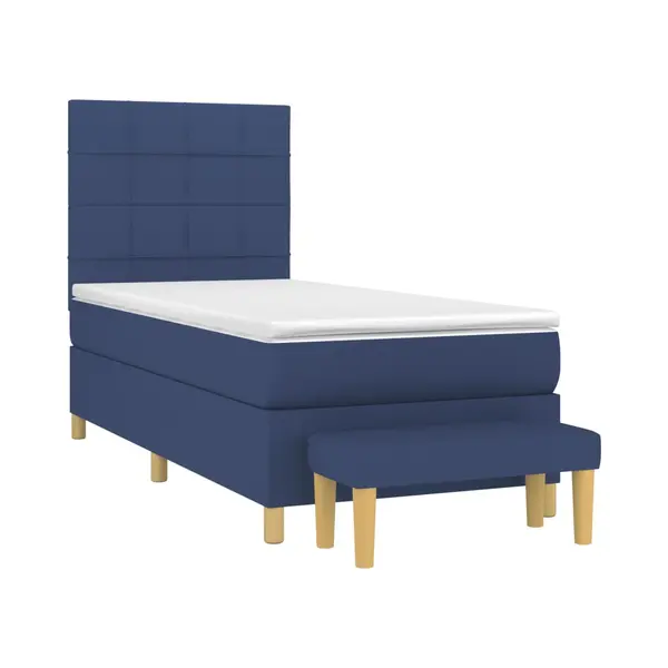 Boxspringbett Mit Matratze Blau 90x190 Cm Stoff Vidaxl thumbnail