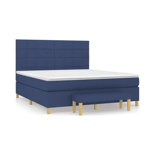 VidaXL Boxspringbett Mit Matratze Blau 180x200 Cm Stoff thumbnail