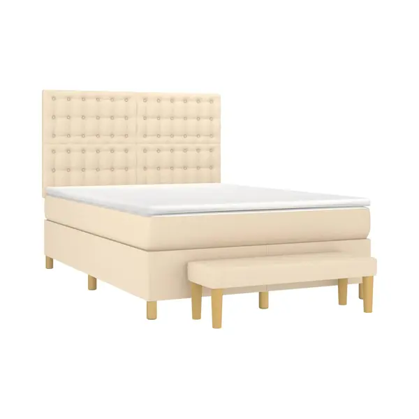 Boxspringbett Mit Matratze Creme 140x190 Cm Stoff Vidaxl thumbnail