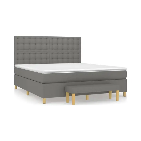 VidaXL Boxspringbett Mit Matratze Dunkelgrau 180x200 Cm Stoff thumbnail