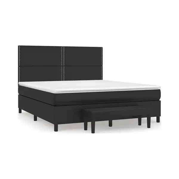 VidaXL Boxspringbett Mit Matratze Schwarz 180x200 Cm Kunstleder thumbnail