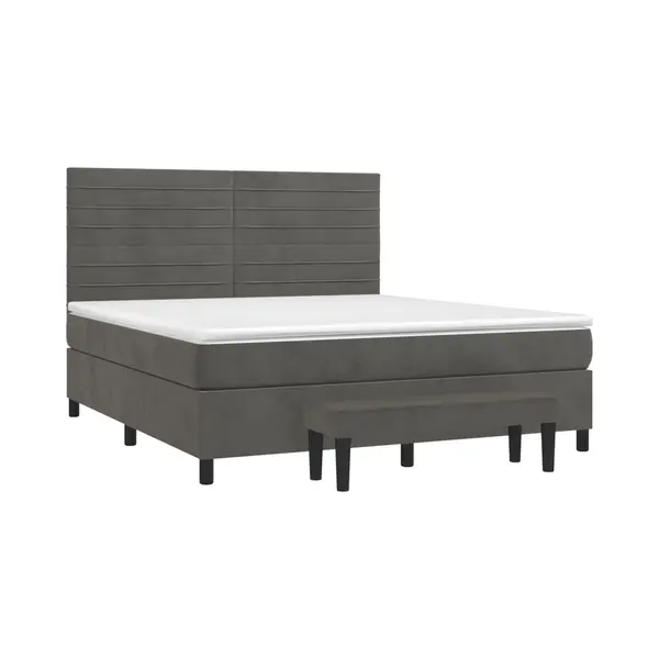 VidaXL Boxspringbett Mit Matratze Dunkelgrau 160x200 Cm Samt thumbnail