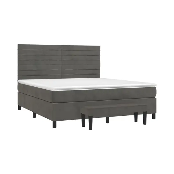 Boxspringbett Mit Matratze Dunkelgrau 180x200 Cm Samt Vidaxl thumbnail