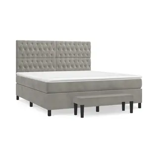VidaXL Boxspring Met Matras Fluweel Lichtgrijs 180x200 Cm