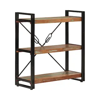 VidaXL 3-Tier Bookcase - Reclaimed Solid Wood And Sturdy Iron Frame, Eco-friendly, Unique Aesthetics, Handmade, For Books And Collectables,