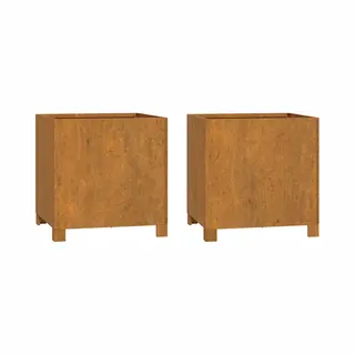 VidaXL - Plantenbakken - Met - Poten - 2 - St - Roestig - 40x40x40 - Cm - Cortenstaal