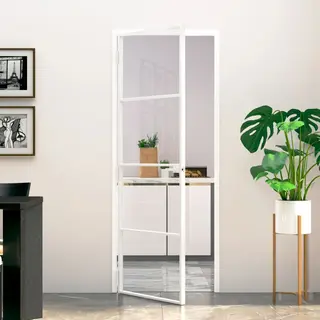 Innentür Weiß 76x201, 5 Cm Hartglas & Aluminium Schlank Vidaxl
