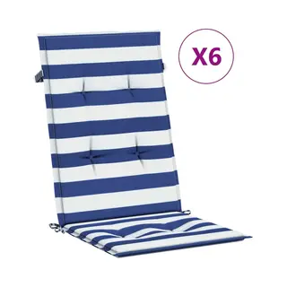 Hochlehner-auflagen 6 Stk. Blau & Weiß Gestreift Stoff Vidaxl