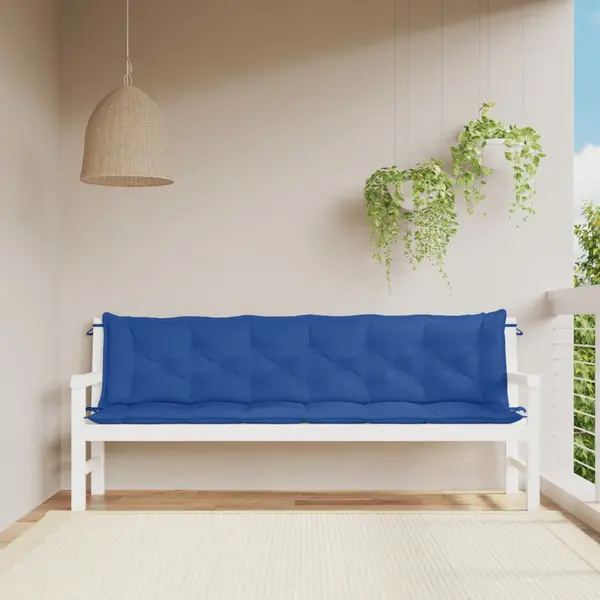 Gartenbank-auflagen 2 Stk. Blau 200x50x7 Cm Oxford-gewebe Vidaxl thumbnail