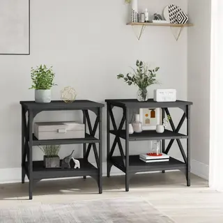 Vidaxl Beistelltische 2 Stk. Schwarz 40x42x50 Cm Holzwerkstoff