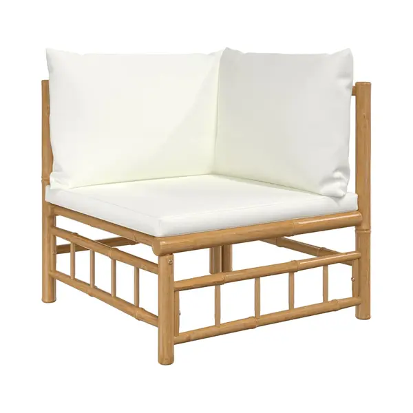 Garten-ecksofa Mit Cremeweißen Kissen Bambus - Vidaxl thumbnail