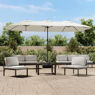 VidaXL Doppelsonnenschirm Sandweiß 449x265 Cm