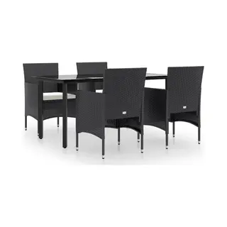 5-tlg. Garten-essgruppe Mit Kissen Schwarz - Vidaxl