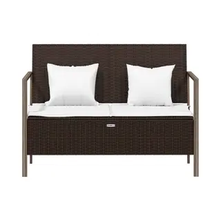 Gartenbank 2-sitzer Mit Kissen Braun Poly Rattan - Vidaxl