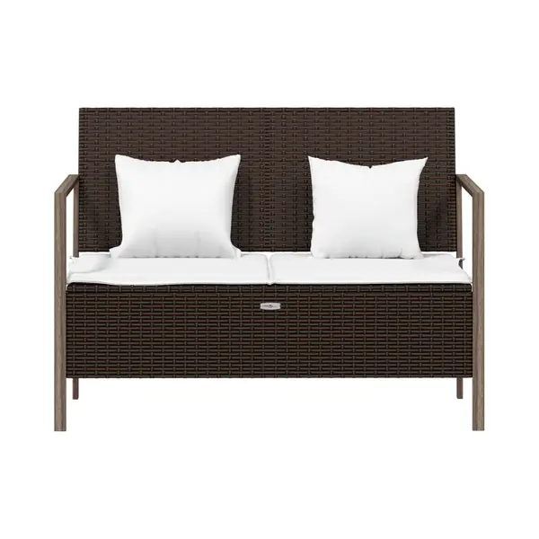 Gartenbank 2-sitzer Mit Kissen Braun Poly Rattan - Vidaxl thumbnail