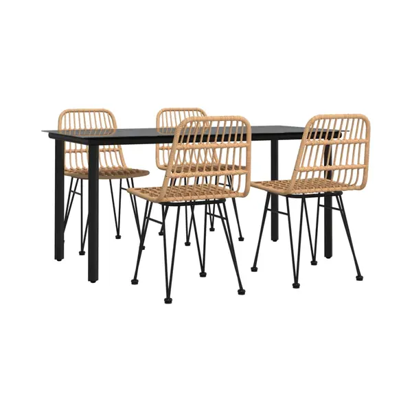 VidaXL 5-tlg. Garten-Essgruppe Poly Rattan thumbnail