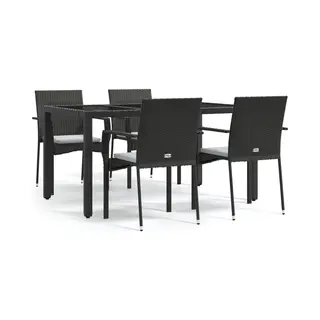 5-tlg. Garten-essgruppe Mit Kissen Schwarz Poly Rattan - Vidaxl