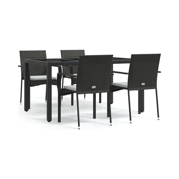 5-tlg. Garten-essgruppe Mit Kissen Schwarz Poly Rattan - Vidaxl thumbnail