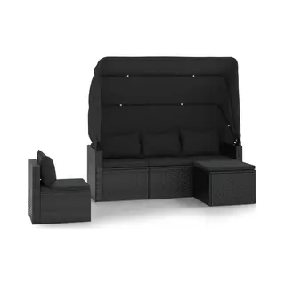 Vidaxl - 4-tlg. Garten-sofagarnitur Mit Kissen Schwarz Poly Rattan