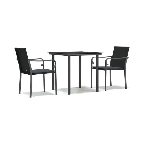 VidaXL 3-tlg. Garten-Essgruppe Mit Kissen Poly Rattan Und Stahl thumbnail