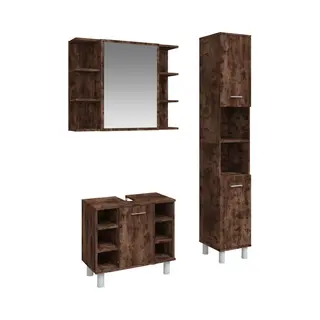 VidaXL 3-tlg. Badmöbel-Set Räuchereiche Holzwerkstoff