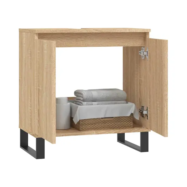 VidaXL Badschrank Sonoma-Eiche 58x33x60 Cm Holzwerkstoff thumbnail