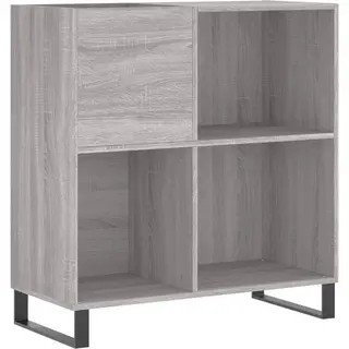 VidaXL Engineered Wood Record Cabinet In Grey Sonoma - Vinyl Storage, Lp Holder, Modern Design, Industrial Style With Iron Feet