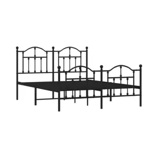 VidaXL Bettgestell Mit Kopf- Und Fußteil Metall Schwarz 140x190 Cm