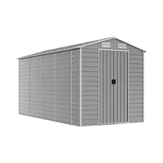 VidaXL - Tuinhuis - Lichtgrijs - 191x385x198 - Cm - Gegalvaniseerd - Staal