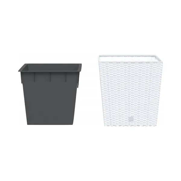 VidaXL Plantenbak Met Uitneembare Bak Rattan-look 21/32 L Pp Wit thumbnail