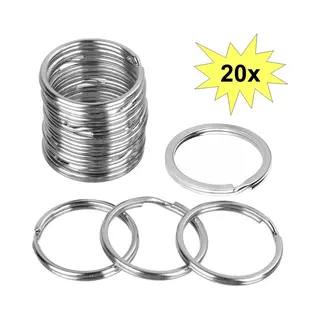 Fako Bijoux - Sleutelring - 30mm - Sleutelringen - Sleutelhanger Ringen - Rvs Ring - Staal - Plat - Zilver - 20 Stuks