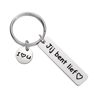 Fako Bijoux - Sleutelhanger Jij Bent Lief - Sleutelring Tekst - Cadeau - Geschenk - Zilverkleurig