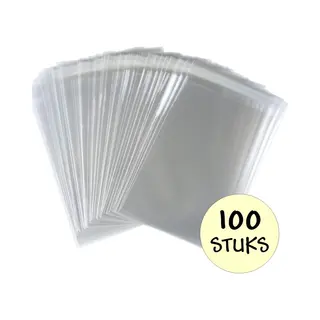 Fako Bijoux 100x Cellofaan Zakjes 8x10cm - Zakjes Met Plakstrip - Zelfklevende Zakjes - Uitdeelzakjes - Transparant - 100 Stuks