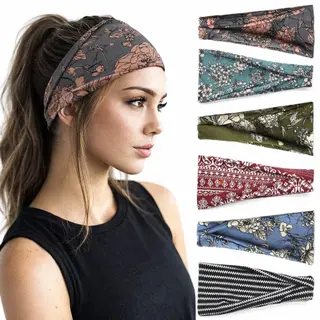Botc Haarband - 6 Stuks Dames Haarbanden - Boho Hoofdbanden - 23*10CM - Retro Brede Haarbanden - Voor Yoga & Workout - Elastische