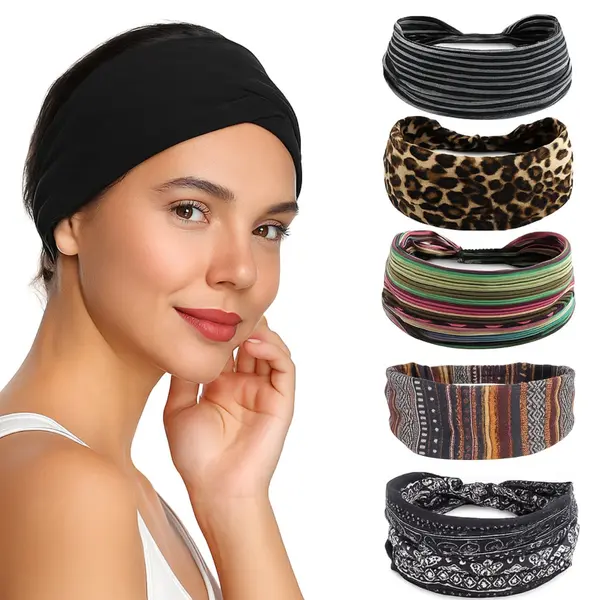 Botc Haarband - 6 Stuks Vouwen Haarbanden Set - Dames Haarbanden - 23*10CM - 6 Kleuren Mixen - Sport Yoga Haarbanden thumbnail