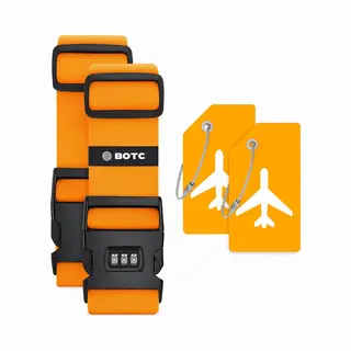 Botc Kofferriem Met Cijfer Slot - 4 Stuks - 2 Kofferriem Met Cijferslot + 2 Bagagelabels - 200 Cm * 5 Cm - Bagage Riem - Bagageband - Verstelbaar -