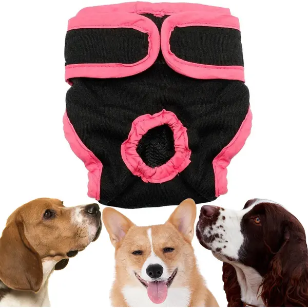 Winkrs Hondenluier Voor Teefje/ Loopsheidsbroekje Hond Voor Incontinentie En Loopsheid - Luier Maat L - Zwart/roze thumbnail