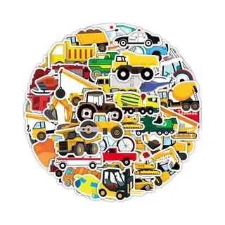 Winkrs Voertuigen Stickers Voor Kinderen - 50 Stuks - 4x6CM - Stickers Met O.a. Een Kraan, Tractor, Fiets, Brandweerwagen, Vliegtuig Etc.