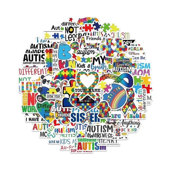 Winkrs Autisme Stickers - 50 Stuks - 5x6CM - Autism Awereness/Bewustwording thumbnail