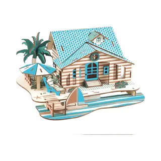 Kitcreatives Bouwpakket Huisje Villa Bali Van Hout- Gekleurd