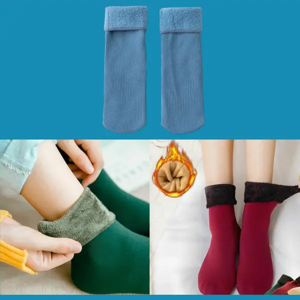 Sara Shop - Warme Sokken - Thermo Wintersokken - Gevoerde Sokken Voor De Koudste Dage- One-Size 32-36 - Blauw thumbnail