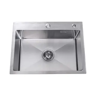 Lendo Online Spoelbak Voor Keuken Met Kraangat 590x440x200mm (59x44x20cm) Rvs - Roestvrij Staal- Wasbak Met Waterafvoersysteem - Gootsteen +