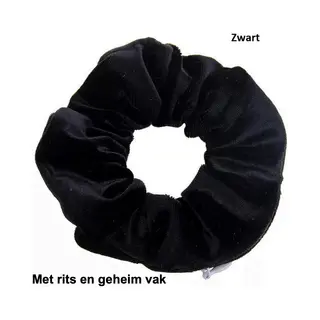 Chpn - Scrunchie - Met Verstoppen - Scrunchie Met Rits - Froezel - Zwart - Haarelastiek - Haar Accessoire - Festival Accessoire - Scrunchie Met Geheim