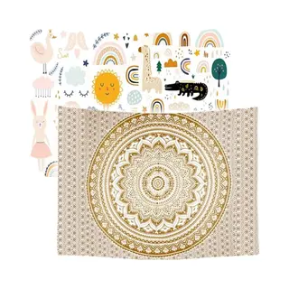 Ulticool – Wandkleed - Regenboog Dieren Kinderkamer Mandala Bohemian Hippie – Set Van 2 Designs - 73 Cm X 95 Cm – Decoratie Lente Voor Binnen -