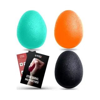U Fit One 3 Delige Stressbal Set - Stressballen - Fidget - Hand En Pols - Trainer - Rsi - Fitness - Incl. Handleiding Met Oefeningen