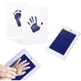 Jgr – Baby Handafdruk - Baby Voetafdruk - Blauw -Set - Baby Art - Kraamcadeau - Babyshower Cadeau – Inktafdruk – Pootafdruk Hond & Kat –